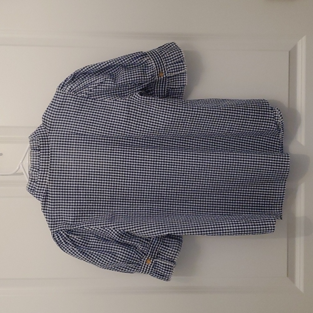 Duffield Lane Button Down Blouse, Gingham, Blue & White Size M - Picture 8 of 12